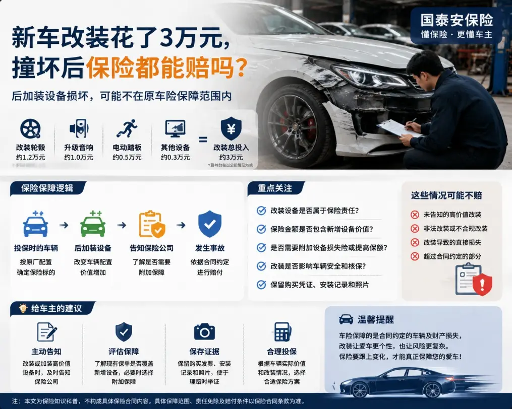 新车又花3万元改轮毂和音响,撞坏以后才发现:装在车上的东西,不一定都按原车算(图1) 新车又花3万元改轮毂和音响,撞坏以后才发现:装在车上的东西,不一定都按原车算(图1)